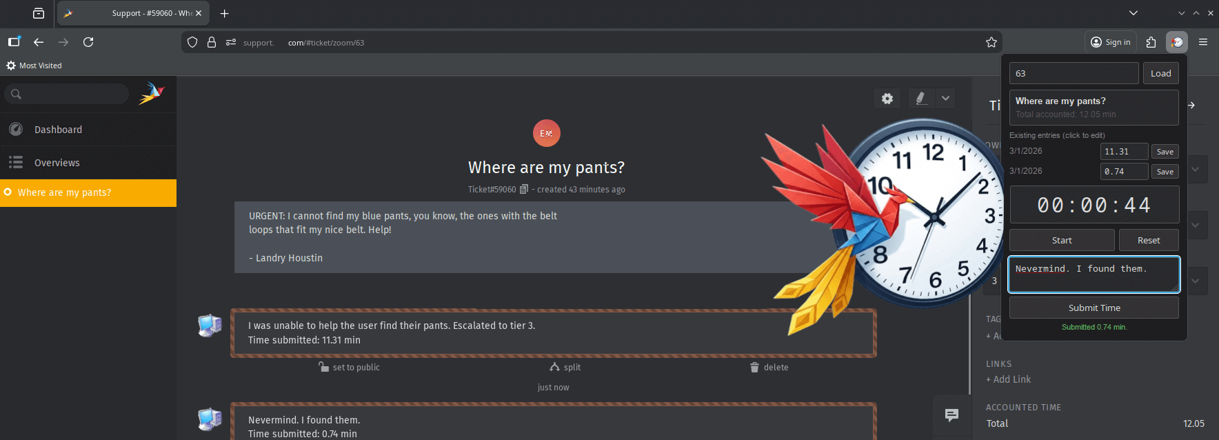 Chrome/Firefox Browser Extension - Zammad Time Tracker